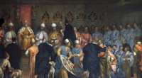 Gabriele Caliari, Il doge Marino Grimani riceve i doni dagli ambasciatori persiani, XVI secolo Gabriele Caliari, Il doge Marino Grimani riceve i doni dagli ambasciatori persiani, XVI secolo