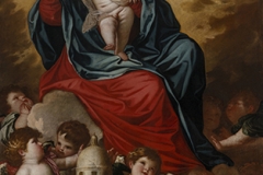 Alessandro Varotari (detto Il Padovanino), Madonna col Bambino e modello del tempio votivo della Salute, 1631