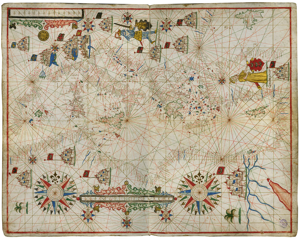 Placido Caloiro et Oliva Atlante nautico in sei carte, 1646