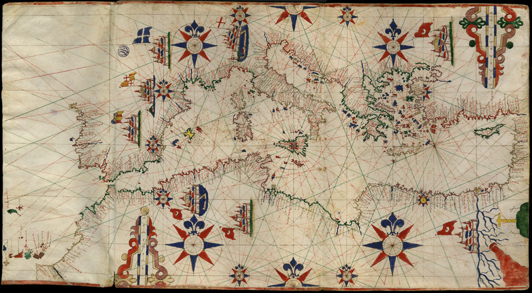 Scuola maiorchina Carta nautica del Mediterraneo, delle coste atlantiche, delle Canarie e Madera, XVII secolo