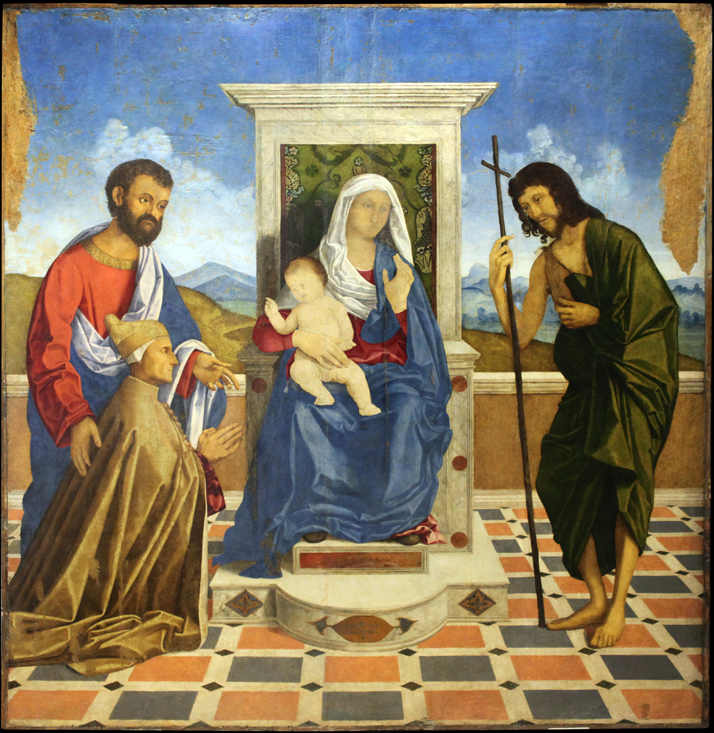 Vincenzo Catena Madonna con Bambino in trono tra i Santi Marco e Giovanni Battista e il doge Leonardo Loredan (1501-1521) 1505-1507 Museo Correr